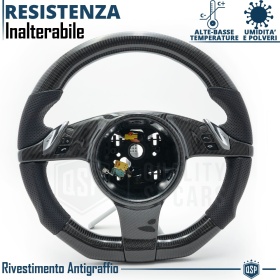 VOLANTE Deportivo para PORSCHE (09-16), Ergonómico Plano Carbono y Piel | Reemplazo Perfecto