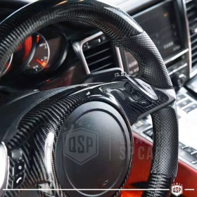 VOLANTE Deportivo para PORSCHE (09-16), Ergonómico Plano Carbono y Piel | Reemplazo Perfecto