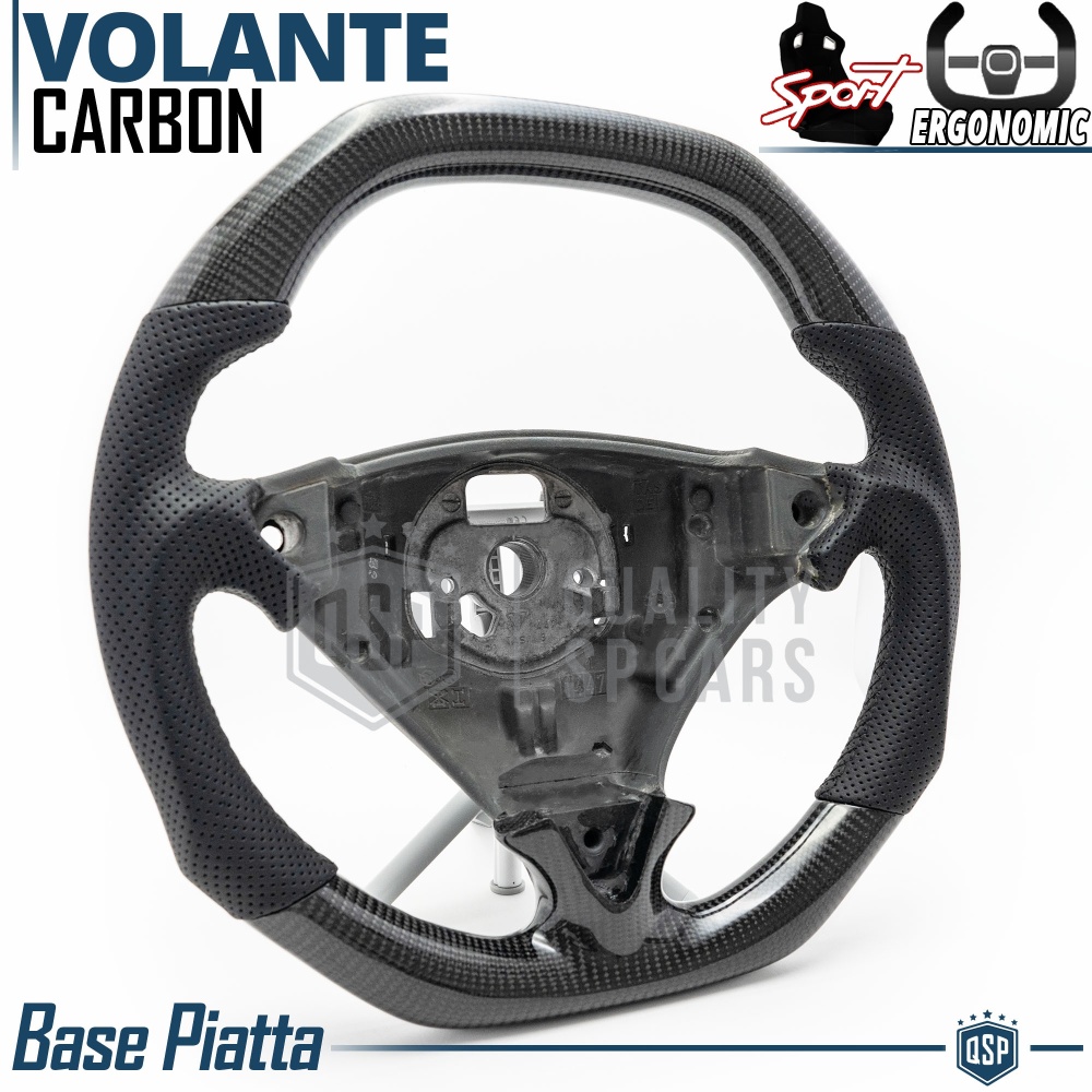 VOLANTE Deportivo para PORSCHE (03-10), Ergonómico Plano en Carbono y Piel | Reemplazo Perfecto