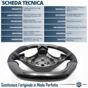 VOLANTE Deportivo para PORSCHE (03-10), Ergonómico Plano en Carbono y Piel | Reemplazo Perfecto