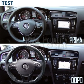 Sport STEERING WHEEL for VW (from 2012), Ergonomic D Shape in Carbon and Leather | Perfect Replacement