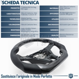 Sport STEERING WHEEL for VW (from 2012), Ergonomic D Shape in Carbon and Leather | Perfect Replacement