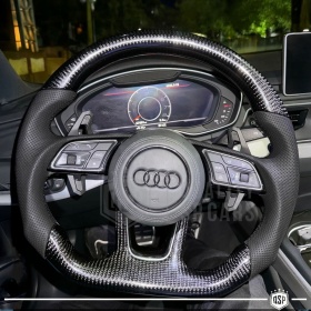 VOLANTE Deportivo para AUDI (desde 2015), Ergonómico Plano en Carbono y Piel | Reemplazo Perfecto
