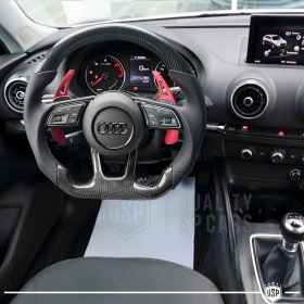 VOLANTE Deportivo para AUDI (desde 2015), Ergonómico Plano en Carbono y Piel | Reemplazo Perfecto