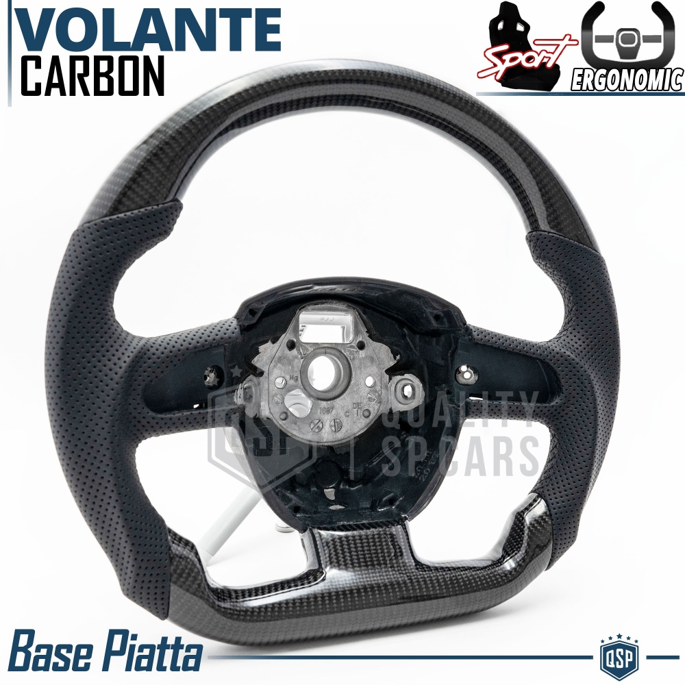 VOLANTE Deportivo para AUDI (03-16), Ergonómico Plano en Carbono y Piel | Reemplazo Perfecto