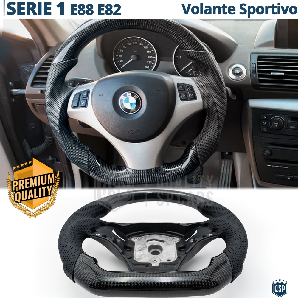 VOLANTE Deportivo para BMW Serie 1 E88 E82, Plano en Carbono y Piel | Reemplazo Ergonómico