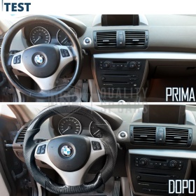VOLANTE Deportivo para BMW Serie 1 E88 E82, Plano en Carbono y Piel | Reemplazo Ergonómico