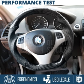 VOLANTE Deportivo para BMW Serie 1 E88 E82, Plano en Carbono y Piel | Reemplazo Ergonómico