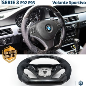 VOLANTE Deportivo para BMW Serie 3 E92 E93, Plano en Carbono y Piel | Reemplazo Ergonómico