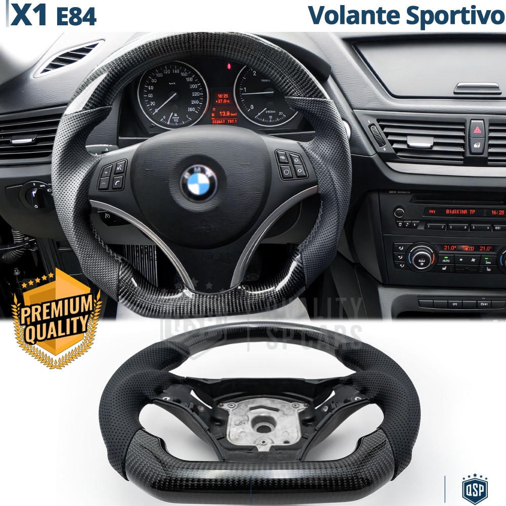 VOLANTE Deportivo para BMW X1 E843, Plano en Carbono y Piel | Reemplazo Ergonómico Perfecto