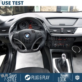 VOLANTE Deportivo para BMW X1 E843, Plano en Carbono y Piel | Reemplazo Ergonómico Perfecto