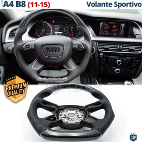 VOLANTE Deportivo para Audi A4 B8 11-15, Plano en Carbono y Piel | Reemplazo Ergonómico
