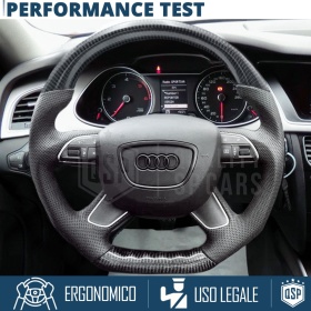 VOLANTE Deportivo para Audi A4 B8 11-15, Plano en Carbono y Piel | Reemplazo Ergonómico