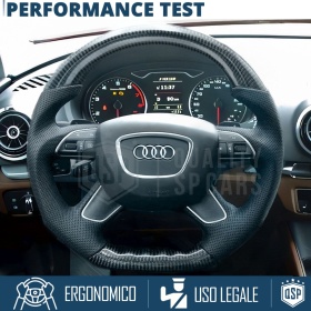 VOLANTE Deportivo para Audi A3 8V 12-16, Plano en Carbono y Piel | Reemplazo Ergonómico