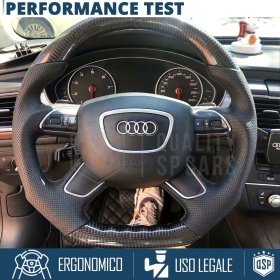 VOLANTE Deportivo para Audi A6 C7, Plano en Carbono y Piel | Reemplazo Ergonómico