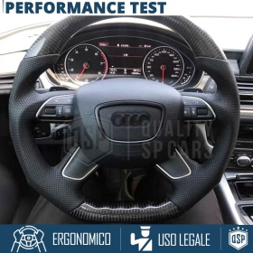 VOLANTE Deportivo para Audi A6 Allroad C7, Plano en Carbono y Piel | Reemplazo Ergonómico