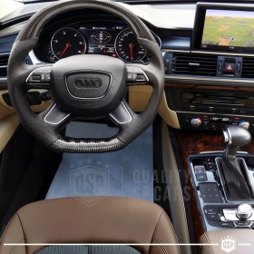 VOLANTE Deportivo para Audi A7 C7, Plano en Carbono y Piel | Reemplazo Ergonómico