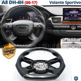 VOLANTE Deportivo para Audi A8 D4-4H Plano en Carbono y Piel | Reemplazo Ergonómico
