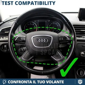 VOLANTE Sportivo Per Audi Q3 8U 14-18, Base Piatta in Carbonio e Pelle | Ricambio Ergonomico