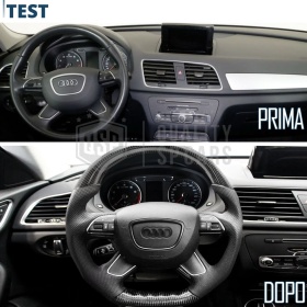 VOLANTE Sportivo Per Audi Q3 8U 14-18, Base Piatta in Carbonio e Pelle | Ricambio Ergonomico