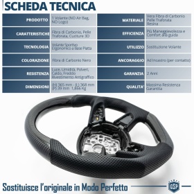 VOLANTE Sportivo Per Audi Q3 8U 14-18, Base Piatta in Carbonio e Pelle | Ricambio Ergonomico