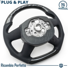 VOLANTE Sportivo Per Audi Q3 8U 14-18, Base Piatta in Carbonio e Pelle | Ricambio Ergonomico