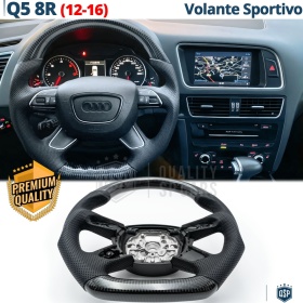 VOLANTE Deportivo para Audi Q5 8R 12-16 Plano en Carbono y Piel | Reemplazo Ergonómico