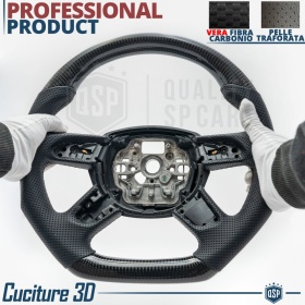 VOLANTE Deportivo para Audi Q5 8R 12-16 Plano en Carbono y Piel | Reemplazo Ergonómico