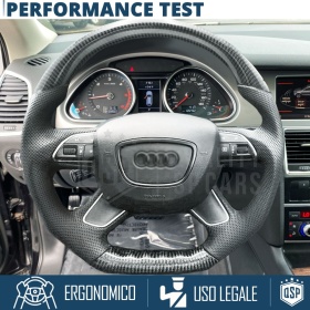 VOLANTE Deportivo para Audi Q7 4L 10-15, Plano en Carbono y Piel | Reemplazo Ergonómico