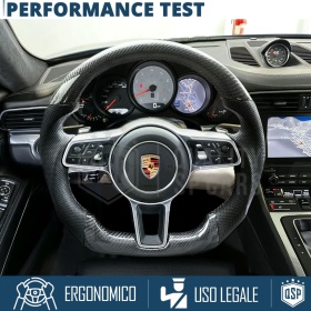 VOLANTE Deportivo para Porsche 911-991 15-18, Plano en Carbono y Piel | Reemplazo Ergonómico
