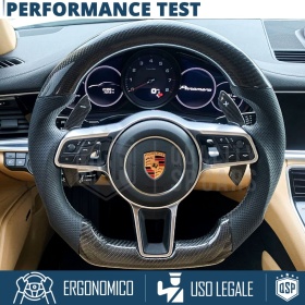 VOLANTE Deportivo para Porsche Panamera 2 16-20, Plano en Carbono y Piel | Reemplazo Ergonómico