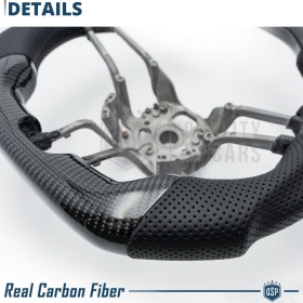 VOLANTE Sportivo Per Porsche Cayenne 2 14-17, Base Piatta Carbonio e Pelle | Ricambio Ergonomico