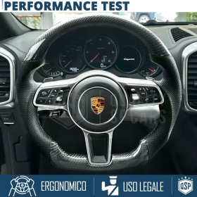 VOLANTE Sportivo Per Porsche Cayenne 2 14-17, Base Piatta Carbonio e Pelle | Ricambio Ergonomico