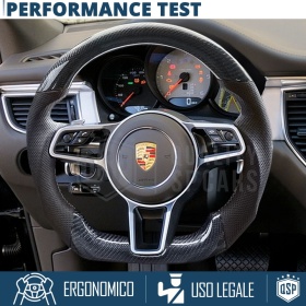 VOLANTE Deportivo para Porsche Macan 13-18, Plano en Carbono y Piel | Reemplazo Ergonómico