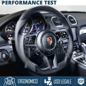 VOLANTE Sportivo Per Porsche Boxster-718, Base Piatta in Carbonio e Pelle | Ricambio Ergonomico