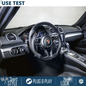 VOLANTE Sportivo Per Porsche Boxster-718, Base Piatta in Carbonio e Pelle | Ricambio Ergonomico
