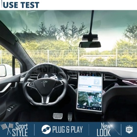VOLANTE Deportivo para Tesla Model X, Plano en Carbono y Piel | Reemplazo Ergonómico