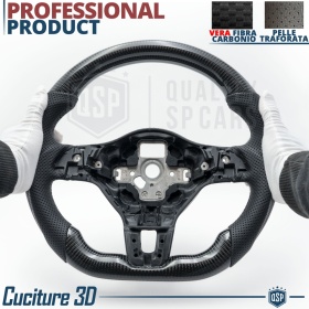 VOLANTE Sportivo Per VW Golf 6, Base Piatta, in Carbonio e Pelle | Ricambio Ergonomico Perfetto
