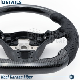 VOLANTE Sportivo Per VW Golf 6, Base Piatta, in Carbonio e Pelle | Ricambio Ergonomico Perfetto