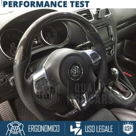 VOLANTE Sportivo Per VW Golf 6, Base Piatta, in Carbonio e Pelle | Ricambio Ergonomico Perfetto