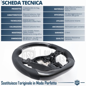 VOLANTE Sportivo Per VW Golf 6, Base Piatta, in Carbonio e Pelle | Ricambio Ergonomico Perfetto