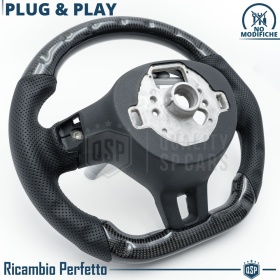 VOLANTE Sportivo Per VW Golf 6, Base Piatta, in Carbonio e Pelle | Ricambio Ergonomico Perfetto