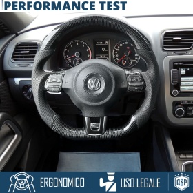 VOLANTE Deportivo para VW Scirocco 3, Plano en Carbono y Piel | Reemplazo Ergonómico