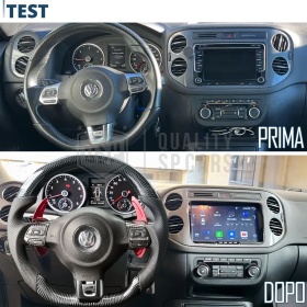 VOLANTE Sportivo Per VW Tiguan 5N 10-11, Base Piatta, in Carbonio e Pelle | Ricambio Ergonomico