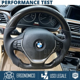 VOLANTE Deportivo para BMW Serie 1 F20 F21 11-15, Plano en Carbono y Piel | Reemplazo Ergonómico