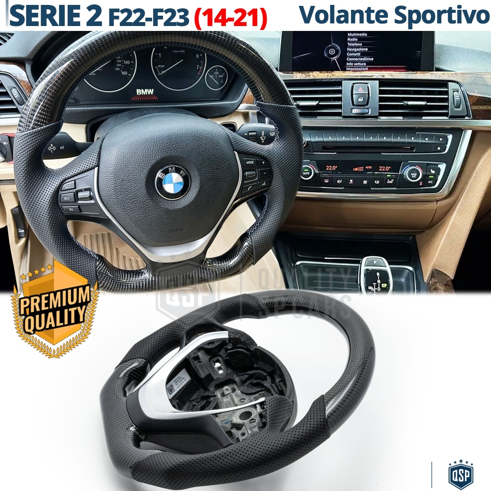 VOLANTE Deportivo para BMW Serie 2 F22 F23 Plano en Carbono y Piel | Reemplazo Ergonómico