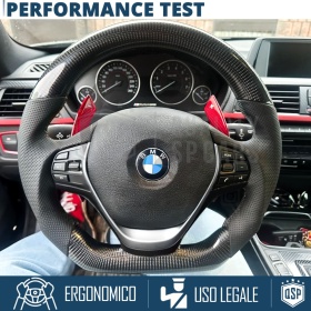 VOLANTE Deportivo para BMW Serie 3 F30 F31 Plano en Carbono y Piel | Reemplazo Ergonómico