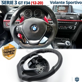 VOLANTE Deportivo para BMW Serie 3 GT F34 Plano en Carbono y Piel | Reemplazo Ergonómico