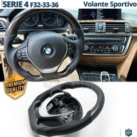 VOLANTE Deportivo para BMW Serie 4 F32 F33 F36 Plano en Carbono y Piel | Reemplazo Ergonómico