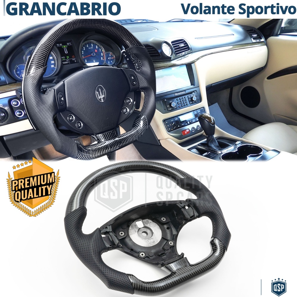 VOLANTE Deportivo para Maserati GranCabrio, Plano en Carbono y Piel | Reemplazo Ergonómico